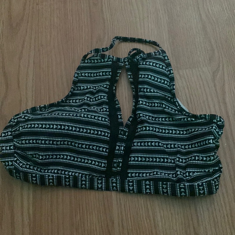 Black and white bathing suit top